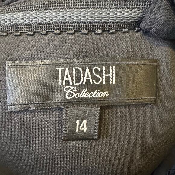 Tadashi Collection Size 14  Black 100% Silk Beaded Chiffon Evening Gown - Picture 9 of 12